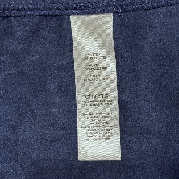 Chico's Navy Shiny Snakeskin Soft Suede Open Front L/S Jacket Size 1- Medium M - Picture 10 of 13